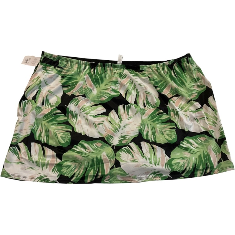 Swim by Cacique Green Tropical Palm Leaf Print Swim Skirt Size 34 NWT Repreve